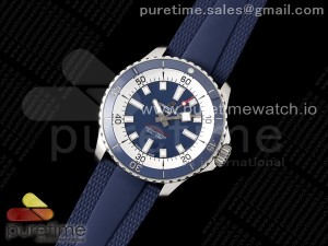 SuperOcean Automatic 42 SS BLSF 1:1 Best Edition Blue Dial on Blue Rubber Strap A2824