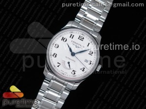 Master Real PR SS GSF 1:1 Best Edition White Textured Dial on SS Bracelet A2824 (Free Leather Strap)