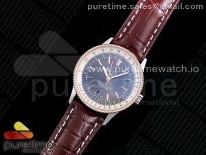 Navitimer 1 SS 41mm TF 1:1 Best Edition RG Bezel Gray Dial on Brown Croco Strap A2824