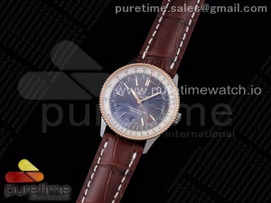 Navitimer 1 SS 41mm V7F 1:1 Best Edition RG Bezel Gray Dial on Brown Leather Strap A2824