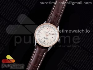 Navitimer 1 SS 38mm TF 1:1 Best Edition RG Bezel White Dial on Brown Croco Strap A2824