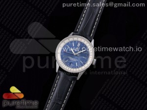 Navitimer 1 SS 38mm TF 1:1 Best Edition White Bezel Blue Dial on Black Croco Strap A2824