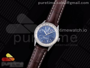 Navitimer 1 SS 38mm TF 1:1 Best Edition White Bezel Blue Dial on Brown Croco Strap A2824