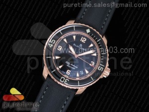 Fifty Fathoms RG Black ZF 1:1 Best Edition Black Dial on Sail-canvas Strap A2836 (Free Extra Strap)