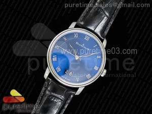 Villeret Grande Date SS Blue Dial on Black Leather Strap A6950