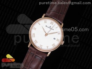 Villeret 6651 RG ZF 1:1 Best Edition White Dial on Brown Leather Strap A1151