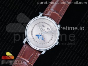 Villeret 6654 SS Complicated Function OMF 1:1 Best Edition Champagne Dial on Brown Leather Strap A6654 V2