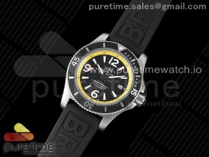Superocean Automatic 44 TF 1:1 Best Edition Black Dial Black/Yellow Bezel on Black Rubber Strap A2824