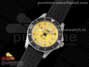 Superocean Automatic 44 TF 1:1 Best Edition Yellow Dial Black Bezel on Black Rubber Strap A2824