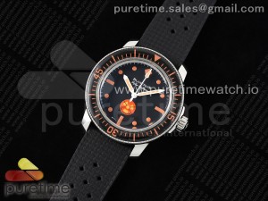 Fifty Fathoms 5008E No Rad Only Watch SS 1:1 GSF Best Edition Black Dial on Black Rubber Strap A1151