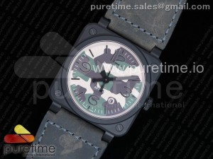 BR03-92 PVD Camouflage Dial on Gray Leather Strap MIYOTA 9015 V2