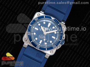 BR 03-92 Diver SS 1:1 Best Edition Blue Dial on Rubber Strap MIYOTA 9015 (Free Nylon Strap)