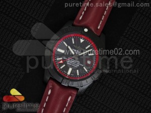 Avenger II GMT PVD Carbon Fiber Dial on Red Leather Strap A2836