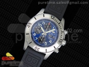 SuperOcean SteelFish SS Blue Dial on Black Rubber Strap A7750