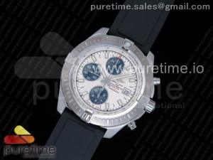 Colt Chronograph 44mm SS White Textured Dial on Black Rubber Strap A7750 (Free Extra Rubber)