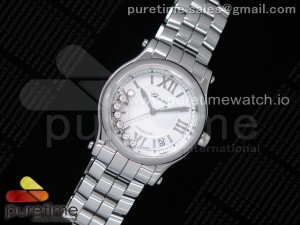Happy Sport Automatic SS 36mm YF 1:1 Best Edition White Dial on SS Bracelet A2892