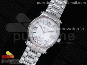 Happy Sport Automatic SS 36mm YF 1:1 Best Edition White MOP Dial on SS Bracelet A2892
