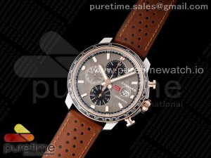 Mille Miglia 168571 SS/RG V7F 1:1 Best Edition Gray Dial on Brown Gummy Strap A7750