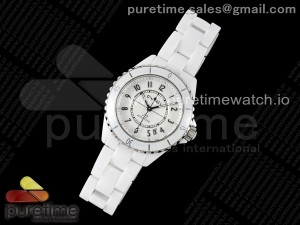 J13 38mm East Factory 1:1 Best Edition White Ceramic Sapphire Caseback White Numeral Dial on Bracelet A12.1