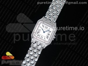 Panthère Secrete Ladies 27mm SS Diamonds Bezel K11 1:1 Best Edition White Dial on SS Bracelet Ronda Quartz