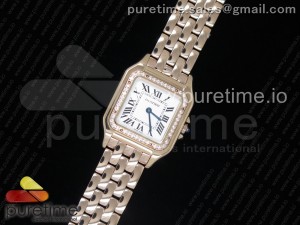 Panthère Secrete Ladies 27mm RG K11 1:1 Best Edition White Dial Diamonds Bezel on RG Bracelet Ronda Quartz