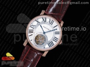 Rotonde Flying Tourbillon RG BLF Best Edition White Dial on Brown Leather Strap V2