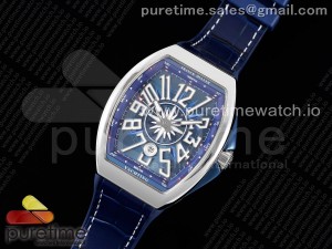 Vanguard V45 Yachting SS ABF 1:1 Best Edition Blue Textured Dial on Blue Gummy Strap A2824