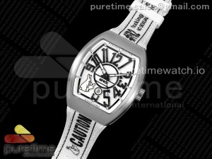 #FR2NCK Muller Vanguard Brushed SS ABF Best Edition White Dial on White Rubber Strap A2824