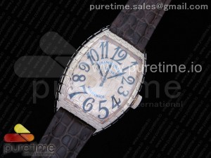 Casablanca RG Textured Dial Black Markers on Brown Leather Strap MIYOTA 8215