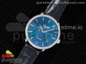 Excellence Panorama Date Moon Phase SS ETCF Blue Dial on Black Leather Strap A100