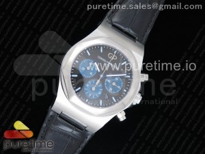 Laureato Chronograph 42mm SS TWA Black/Blue Dial on Black Leather Strap A7750