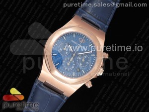 Laureato Chronograph 42mm RG TWA Blue Dial on Blue Leather Strap A7750