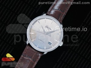 Excellence Panorama Date Moon Phase SS ETCF Gray Dial on Brown Leather Strap A100