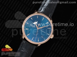 Excellence Panorama Date Moon Phase RG ETCF Blue Dial on Black Leather Strap A100