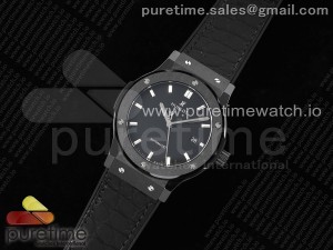 Classic Fusion 42mm Real Black Ceramic GSF 1:1 Best Edition Black Dial on Black Gummy Strap SW300