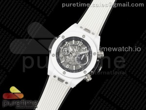 Big Bang Unico White Ceramic ZF 1:1 Best Edition Skeleton Dial on White Rubber Strap A1280