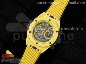 Big Bang Unico Yellow Magic Ceramic BBF 1:1 Best Edition Skeleton Dial on Yellow Rubber Strap A1280