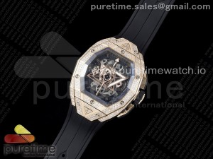 Spirit of Big Bang Sang Bleu RG Full Diamonds BLSF Edition Skeleton Dial on Black Rubber Strap A7750