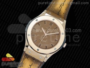 Classic Fusion 45mm RG Berluti Scritto Brown Leather Dial on Brown Gummy Strap A2892