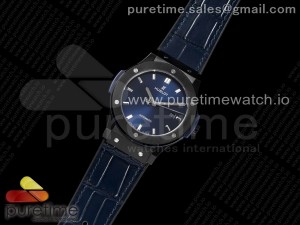 Classic Fusion 45mm PVD HBF 1:1 Best Edition Blue Dial on Blue Gummy Strap A2892