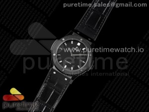 Classic Fusion 45mm PVD HBF 1:1 Best Edition Black Dial on Black Gummy Strap A2892
