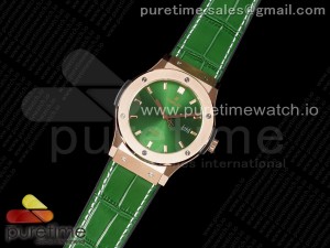 Classic Fusion 45mm RG HBF 1:1 Best Edition Green Dial on Green Gummy Strap A2892