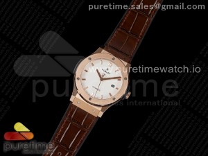 Classic Fusion 45mm RG HBF 1:1 Best Edition White Dial on Brown Gummy Strap A2892