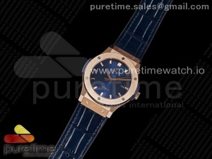 Classic Fusion 45mm RG HBF 1:1 Best Edition Blue Dial on Blue Gummy Strap A2892
