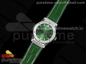 Classic Fusion 45mm SS HBF 1:1 Best Edition Green Dial on Green Gummy Strap A2892