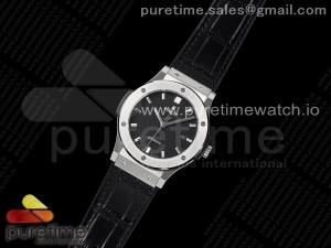 Classic Fusion 45mm SS HBF 1:1 Best Edition Black Dial on Black Gummy Strap A2892