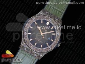 Classic Fusion 45mm YG Engravings Case SRF Best Edition Green Dial on Green Gummy Strap A2892
