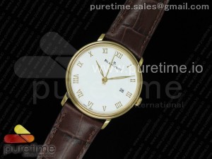 Villeret 6651 YG ZF 1:1 Best Edition White Dial on Brown Leather Strap A1151