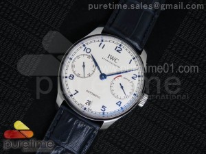Portuguese Real PR IW500705 ZF 1:1 Best Edition White Dial Blue Markers on Blue Leather Strap A52010 V3