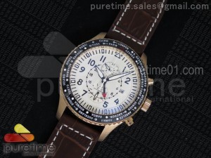 Timezoner Chrono RG White Dial on Brown Leather Strap Jap Quartz